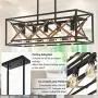bgLight 5-Light Farmhouse Island Light, Rustic Linear Chandelier Metal Vintage Dining Room Hanging Lighting Fixtures for Dining Room, Kitchen Island