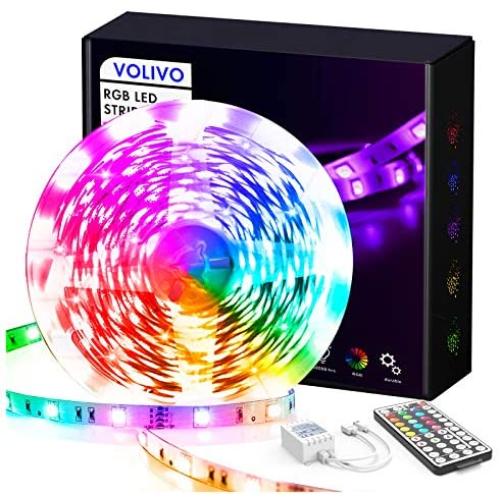 Volivo Led Strip Lights for Bedroom 25ft, Flexible RGB Led Lights for Bedroom Color Changing Led Rope Lights Strip with Remote