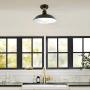 Semi Flush Mount Ceiling Light, Set of 2 12-inch Farmhouse Metal Rustic Lighting Fixture, Antique Brass Mount & Rich-Oil Rubbed Bronze Finish, Industrial Pendant Lights Fixtures for Indoor Outdoor