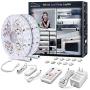 YEEMAYLUX White Led Strip Lights, 32.8ft Dimmable Under Cabinet Lighting with Protective Glue and 2 Control Methods,Timed Mode Available led Rope Light with RF Remote for Vanity Mirror,Living Room