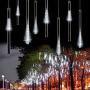 Outdoor Lights,LED Meteor Shower Rain Lights, Waterproof Garden Lights 30cm 8 Tubes 144leds Snow Falling Raindrop Icicle Cascading Light for Holiday Wedding Xmas Tree Decor (White)