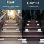 Upgraded 30 LED Solar Step Lights JACKYLED Outdoor Solar Stair Lights Waterproof Solar Powered Deck Lights Stainless Steel Cool White Light Security Lights for Path Fence Patio Wall Dock 2-Pack