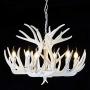 HUITICO Deer Chandelier, 6 Lights Faux Rustic White Antlers Vintage Style Antler Chandeliers Fixtures Ceiling for Living Room, Bar, Cafe, Kitchen, Dining Room