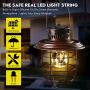 Hanging Solar Lights Outdoor - Vintage Solar Powered Lantern Waterproof Retro Solar Lamps with Warm Light Edison Bulb for Patio,Yard,Garden and Pathway Decoration