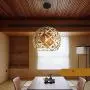 Rattan Pendant Light, Vintage Style Bamboo Lamp for Dining Room Kitchen Cafe Bars, E27 Hanging Light with Two-Layer lamp Shade, Brown Pendant Lamp for Bedroom Living Room Restaurant