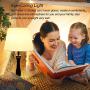Bedside Lamp with Dual USB Charging Ports, Fully Dimmable Nightstand Lamp Table Lamp 6W 2700K LED Bulb Included, Farmhouse Lamps Fabric Lampshade Desk Lamp for Bedroom Living Room Reading Sleeping