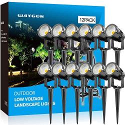 Waygor 15W LED Landscape Lights Low Voltage 12 Pack Path Lights Outdoor Landscape Lighting Warm White LED Pathway Lights Waterproof Landscape Spotlight for Patio, Lawn, Yard, Outdoor Garden Lights