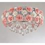 Healer 19.7 inch Crystal Chandelier Ceiling Light Semi Flush Mount Fixtures with 5 E12 Base, Modern Romantic Ceramics Rose Decoration Hanging Lighting Fix for Dining/Living Room Bedroom