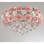 Healer 19.7 inch Crystal Chandelier Ceiling Light Semi Flush Mount Fixtures with 5 E12 Base, Modern Romantic Ceramics Rose Decoration Hanging Lighting Fix for Dining/Living Room Bedroom