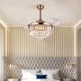 SenHome 42inch Crystal Ceiling Fan Light LED Chandelier Crystal Acrylic Retractable Blade Ceiling Lamp Rose Gold Chandelier Fan for Living Room/Dining Room/Hall