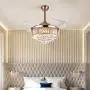 SenHome 42inch Crystal Ceiling Fan Light LED Chandelier Crystal Acrylic Retractable Blade Ceiling Lamp Rose Gold Chandelier Fan for Living Room/Dining Room/Hall