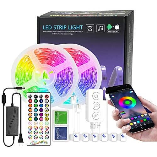 65.6ft LED Strip Lights, Ultra-Long Bluetooth APP Control LED Light Strip with Remote,ehomful 600LEDs RGB LED Lights for Bedroom,Music Sync Color Changing DIY for Room,Home,Kitchen, Party Christmas