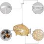 SkyTalent Fish-Shaped Lantern Pendant Lighting Rattan Light, 24inch Weaving Natural Wicker Ceiling Hanging Light Woven Chandelier with Adjustable Cord for Dining Room Living Room Restaurant