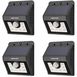 Mr Beams Solar Wedge 8 LED Security Outdoor Motion Sensor Wall Light, 4-Pack, Black