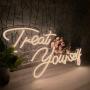 Treat Yourself Neon Lights Signs for Wall Decor, Night Lights for Backdrop, Bedroom, Beer Bar, Restaurant, Shops, Pub, Photo Prop, LED Tube Sign for Decoration Warm White 20x8.3 & 23.6x11.5Inches