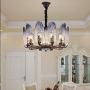 Crystal Chandelier Gradient Color Pendant Light Glass Lampshade Chandelier Modern Hanging Ceiling Light Fixture Metal Hanging Lamp for Dining Living Rooms Kitchen