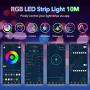 Loisfan Rgbic Led Strip Lights 32.8 Feet, Music Sync Flexible Color Changing, for Home, Kitchen, Bedroom and Party, App Control & Remote Control, 12v Power Supply