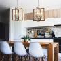 KSANA Farmhouse Chandelier, 4-Light Foyer Lighting for Dining Room, Faux-Wood Kitchen Island Lighting 20''H x 16.5''W