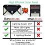 Solar Lights Outdoor 100 Led Solar Motion Sensor Security Lights ,Wireless Waterproof with 120° Motion Angle Outdoor Lights,Easy-to-Install for Front Door,Yard,Garage (4-Pack/3 Modes)