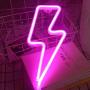 Lightning Bolt Neon Sign for Wall Decor,USB or Battery Decor LED Signs,Neon Lights for Bedroom,Light Up Signs Decorative Neon Light Sign for Home,Christmas,Party,Kids Living Room(Pink)