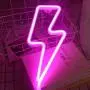 Lightning Bolt Neon Sign for Wall Decor,USB or Battery Decor LED Signs,Neon Lights for Bedroom,Light Up Signs Decorative Neon Light Sign for Home,Christmas,Party,Kids Living Room(Pink)