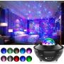 Pinshion Star Projector Light, Bluetooth Speaker Voice Control Christmas Projector Ligh 3-in-1 Sky Twilight Star Ocean Wave Projection LED Night Projector Light for Bedroom Holidays Party Home