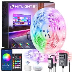 HitLights LED Strip Lights, Smart WiFi Music Sync 5050 RGB Strip Lights Kit Work with Alexa Google Home for Room TV Home Party(Remote + APP + Voice Activated)