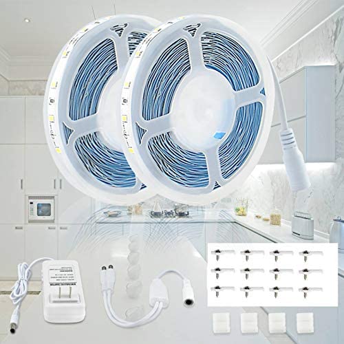 SHOPLED Strip Lights, 32.8ft Daylight Bright White, Dimmable Led Strip Lights, Flexible Tape Lights with Power Supply Adapter for Bedroom, Cabinet, Vanity Mirror Lighting