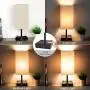 Touch Control Beside Table Lamp, Wesen 3-Way Dimmable Nightstand Lamp with QC 3.0 USB & PD 3.0 Type-C Charging Port & 2 Power Outlets, A19 LED Bulb Included, Classic Desk Lamp for Living Room Bedroom