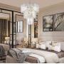 Odeums Modern Crystal Chandelier, Flush Mount Ceiling Light Fixture, Pendant Lamp Lights for Dining Room, Living Room