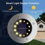 Solar Ground Lights, Upgraded 12 LED Waterproof Solar Disk Lights, In-Ground Solar Lights Outdoor for Patio Pathway Garden Lawn Yard Driveway Deck Walkway (8 Pack Yellow)