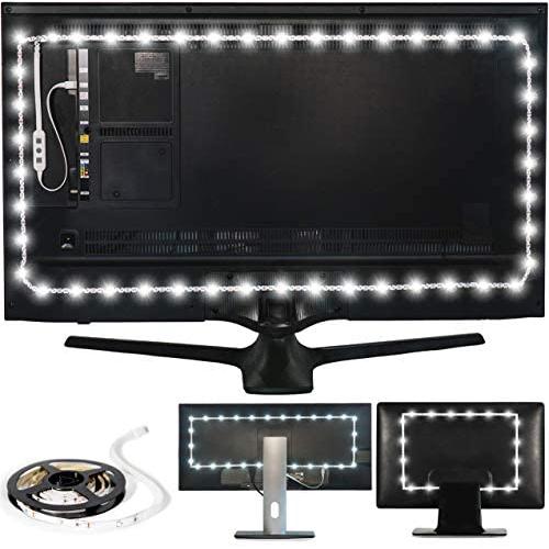 Luminoodle USB Bias Lighting - LED TV Backlight Strip - Ambient Home Theater Light, TV Accent Lighting to Reduce Eye Strain, Improve Contrast - White - Large (30'' - 40'' TV)