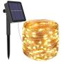 Solar String Lights Outdoor, 39Ft 120 LED Solar Fairy Lights Outdoor IP65 Waterproof 8 Modes Copper Wire Twinkle Lights for Garden Yard Patio Christmas Home Party Indoor Decorative (Warm White)