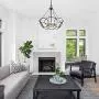 LOG BARN Modern Chandelier Black and Gold, Farmhouse Dining Room Hanging Light Fixture, 4-Light, Matte Black with Aged Brass Finish, 19.5” Dia