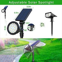 DBF Solar Lights Outdoor, Upgraded 18 LED Waterproof Solar Spotlights Solar Landscape Lights Adjustable Auto On/Off Wall Security Lighting for Garden Yard Pathway Driveway Pool, Pack of 2 (Cool White)