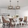 LNC Kitchen Island Lighting, Dining Room Chandelier, Vintage Farmhouse Island Lights with Adjustable Chain, Distressed Wood and Matte Metal, 17” Length