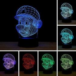 3D Illusion LED Night Light,7 Colors Gradual Changing Touch Switch USB Table Lamp for Holiday Gifts or Home Decorations (Mario)