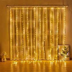 BLBO Curtain String Lights, Fairy Lights for Bedroom 9.8 Ft with 300 LED, 8 Lighting Modes for Brithday, Party Indoor Wall Decorations Warm White