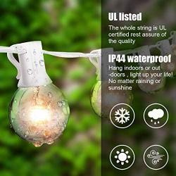 VAVOFO Outdoor String Lights with G40 Globe Bulbs, Waterproof Backyard Patio Lights, Hanging Indoor Outdoor String Lights for Bistro Deckyard Cafe Gazebo Porch Garden Party, UL Listed (White, 25)