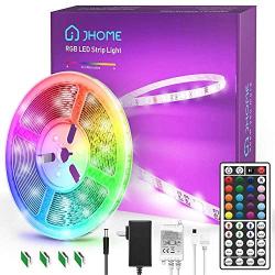 Jhome LED Strip Lights, 16.4ft RGB Changing 5050 LED Tape Lights with 44-Key IR Remote and Power Supply for Home Decoration, Living Room, Bedroom, Party