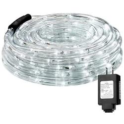 LE LED Rope Lights,33 ft 240 LED, Low Voltage, Daylight White, Waterproof, Connectable Clear Tube Indoor Outdoor Light Rope and String for Deck, Patio, Pool, Bedroom, Boat, Landscape Lighting and More