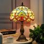 Tiffany Style Retro Lamp Table Light 12 Inches Wide 18 Inches Tall Hand-Cut Stained Glass Desk Antique Night Light for Living Room Restaurant Office