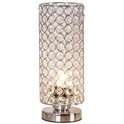 ZEEFO Crystal Table Lamp, Nightstand Decorative Room Desk Lamp, Night Light Lamp, Table Lamps for Bedroom, Living Room, Kitchen, Dining Room (Silver)