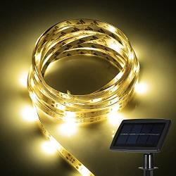 Solar Strip Lights, 16.4FT Warm White Solar Fairy Lights Waterproof IP65 Solar Garden Light 2 Modes Auto ON/Off Flexible and Cuttable Solar String Lights for Indoor Outdoor Christmas Party