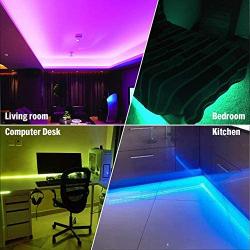 PANGTON VILLA Led Strip Lights 16.4 ft RGB 5050 Color Kit with 24 Key Remote Control and Power Supply Mood Lamp for Room Bedroom Home Kitchen Indoor Decorations