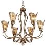 Amber Scroll Golden Bronze Silver Large Chandelier 31 1/2'' Wide Rustic Art Glass 6-Light Fixture for Dining Room House Foyer Kitchen Island Entryway Bedroom Living Room - Franklin Iron Works