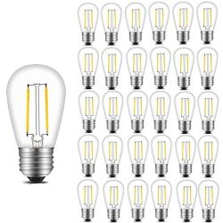 INNOCCY Vintage S14 LED Light Bulbs, 2W 200 Lumens 2700K Warm White Waterproof Dimmable Bulb Great for Outdoor String Lights, 30 Pack