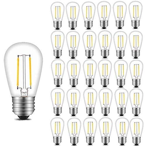 INNOCCY Vintage S14 LED Light Bulbs, 2W 200 Lumens 2700K Warm White Waterproof Dimmable Bulb Great for Outdoor String Lights, 30 Pack