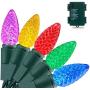 RECESKY C3 Bulbs Christmas String Lights with Timer - 50 LED 16.4ft Battery String Lights for Outdoor and Indoor, Fairy Lighting for Garden, Yard, Garland, House, Xmas Tree, Christmas Decorations