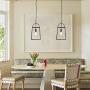 NEWSEE Vintage Pendant Light Industrial Iron Lantern Hanging Lighting Fixture Adjustable Height Metal Cage Chandelier Clear Glass for Dining Room Kitchen Island Farmhouse Entryway (Pendant 1 Light)